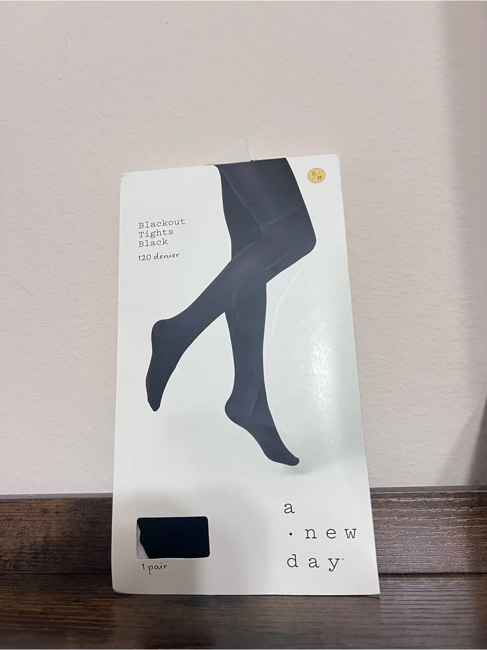 A New Day Women's 120D Blackout Tights Socks Black S/M New
